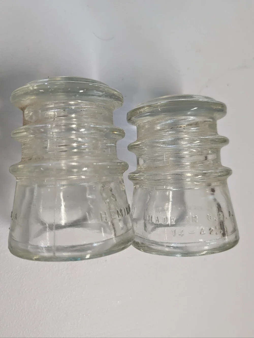 bundle of 6 GLASS INSULATORS vintage antique hemingray